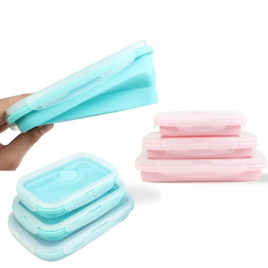 Foldable Silicone Rectangle Collapsible Lunch Box Set of 2 Image