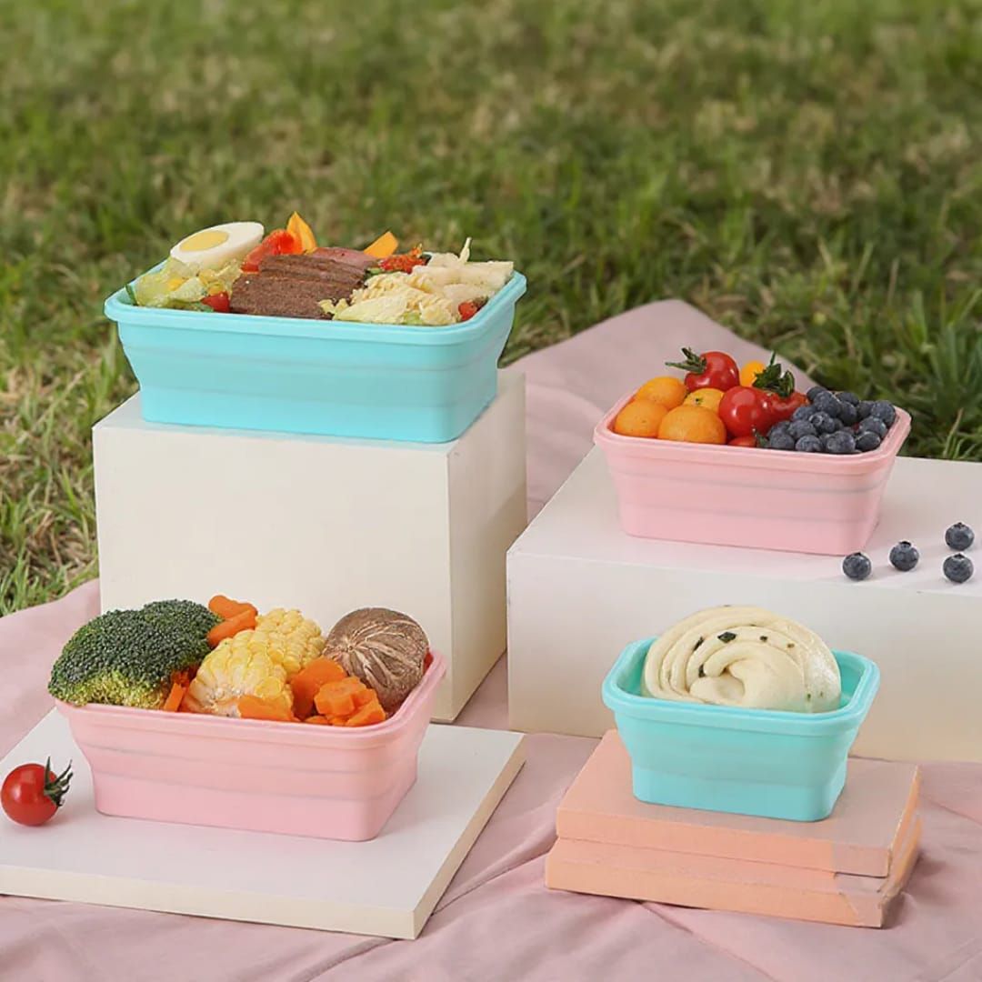 Sky Foldable Silicone Rectangle Collapsible Lunch Box Set of 2 Image