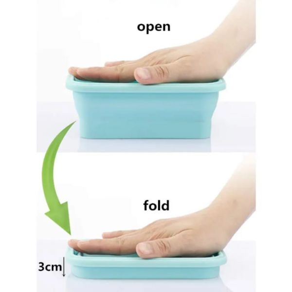 ZipGreen Product - Sky Foldable Silicone Rectangle Collapsible Lunch Box Set of 2