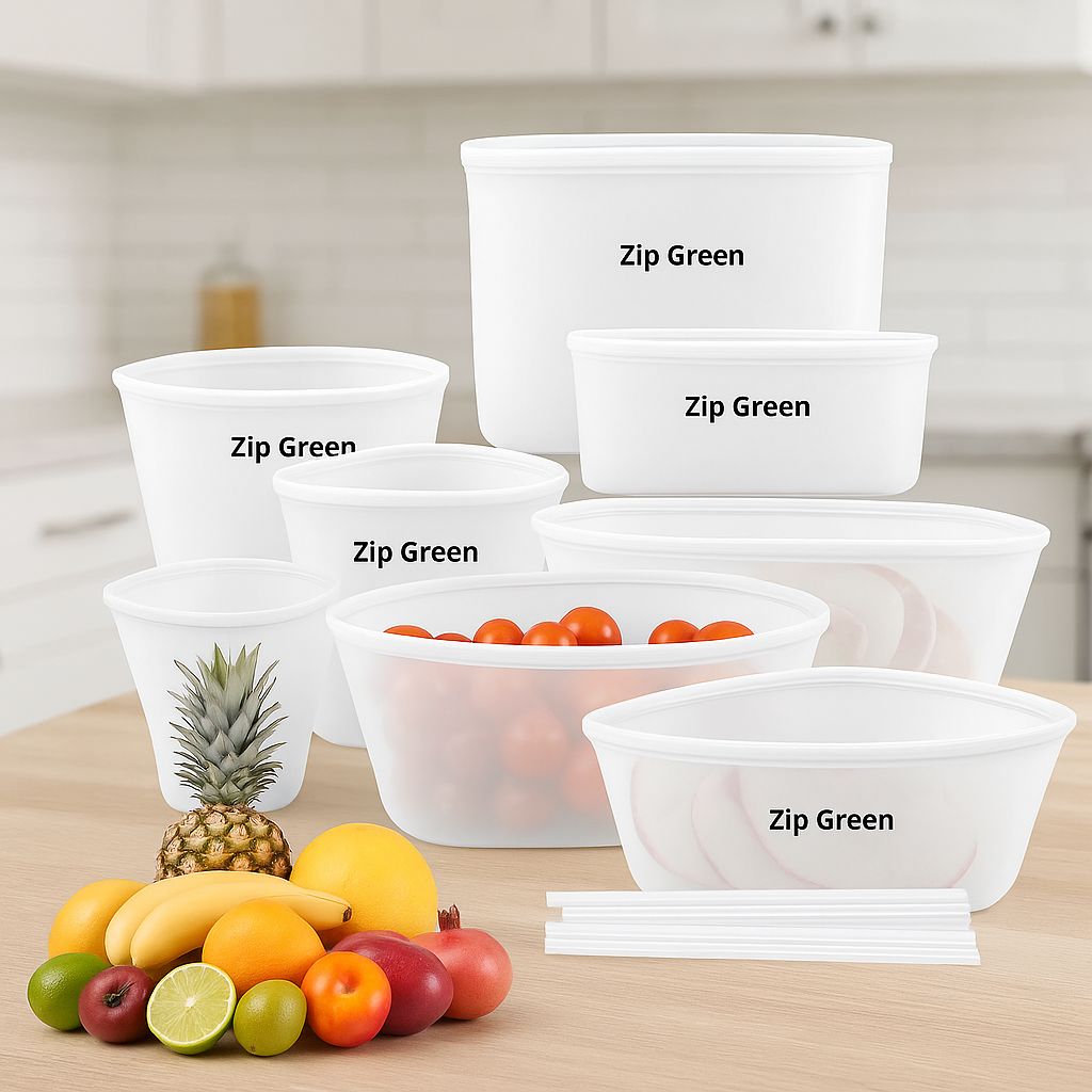 ZipGreen Silicone Lifestyle White Bags (Pack of 8) Image